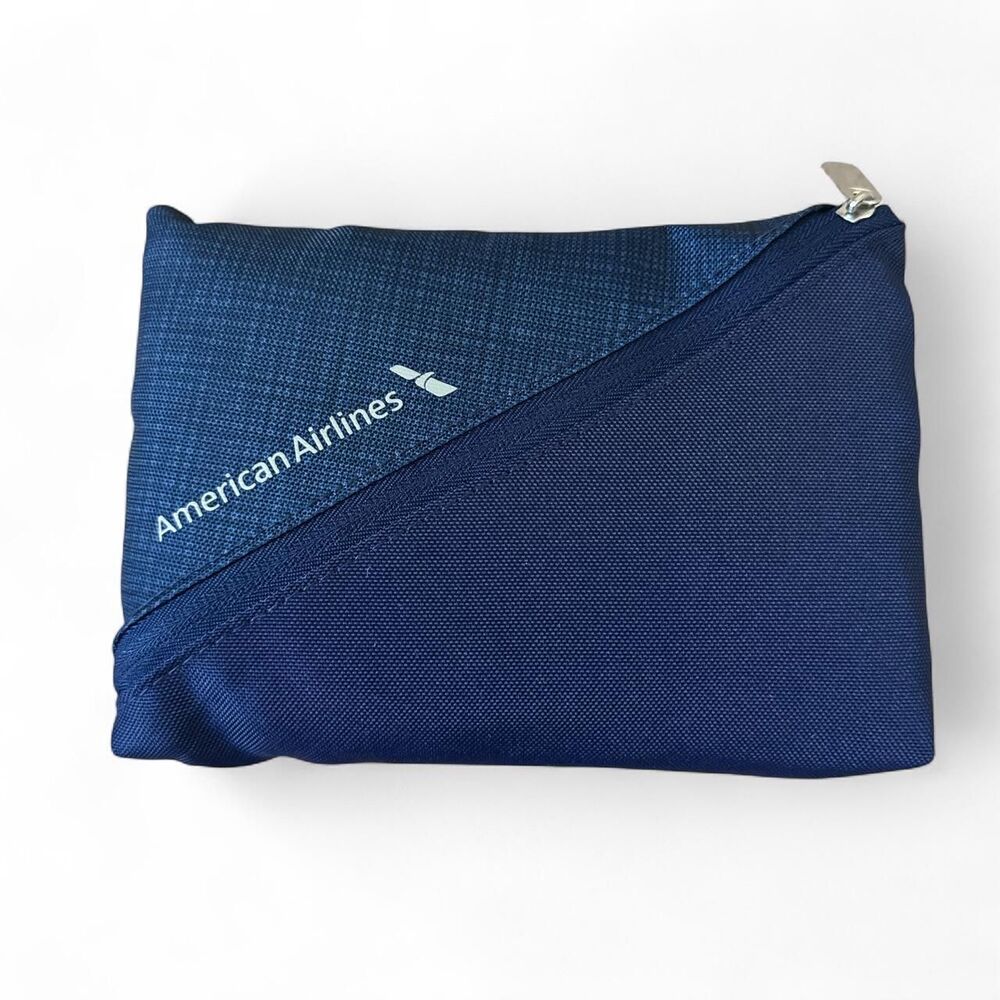 American Airlines Premium Amenity Kit Travel Set Blanket Eye Mask Socks Pouch